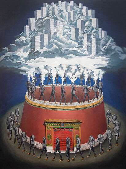 The Hanging City - A Paintings Artwork by Dongli Ma